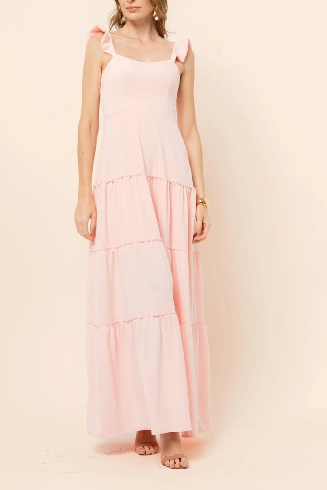 Vista 2 Vestido Clarissa Com Alças E Camadas Candy VIC BRAND rosa