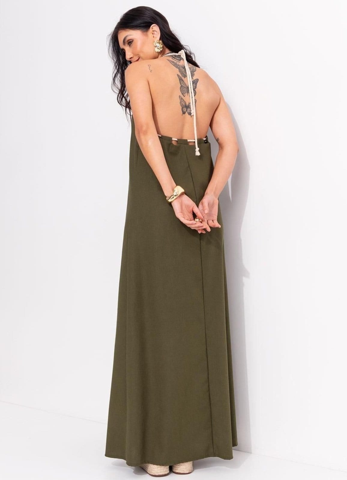 Vista 2 Vestido Em Tecido De Viscose Quintess Claro Quintess verde