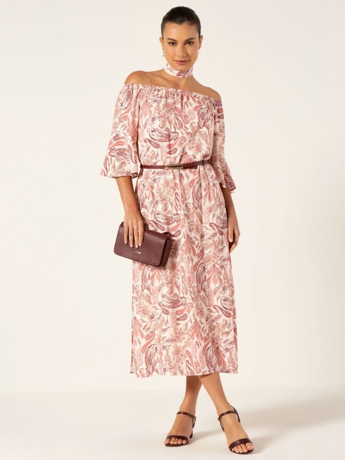 Vista 2 Vestido Principessa Midi de Viscose Estampada Paisley Kate Principessa estampado