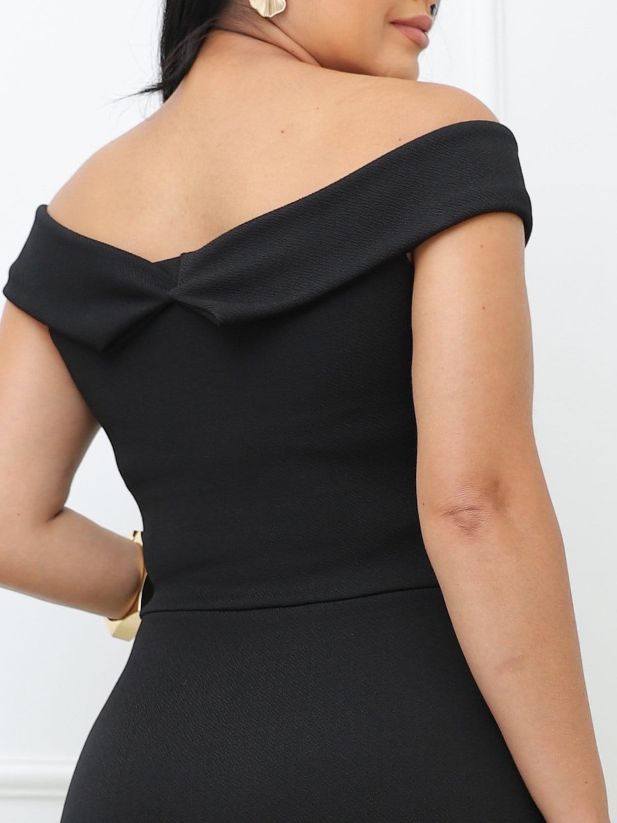 Vista 2 Vestido Feminino Fs Concept Midi Tubinho Ombro a Ombro FS CONCEPT preto