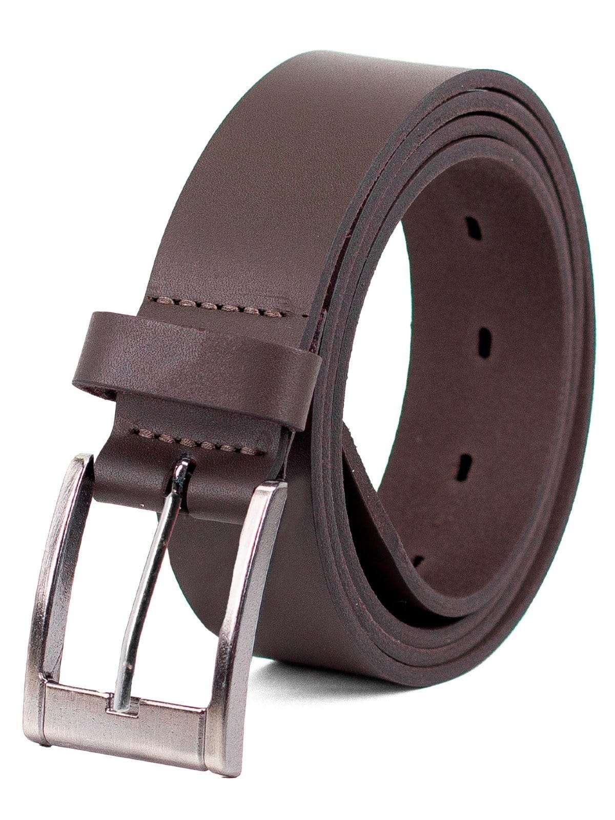 Cinto Masculino Fasolo Social Couro Liso Soleta Malboro Confortável Café Fivela Niquelada