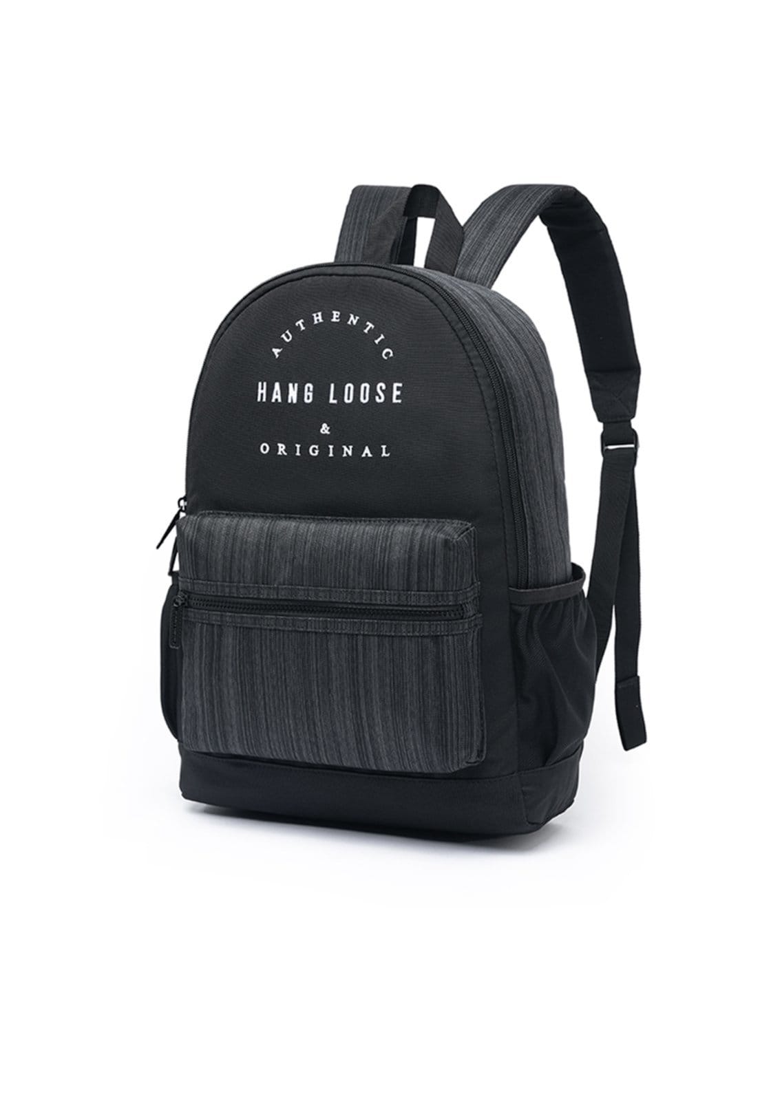 Vista 2 Kit Mochila + Estojo Espaçosa Notebook Masculina Escolar Reforçada Moderna Hang Loose preto