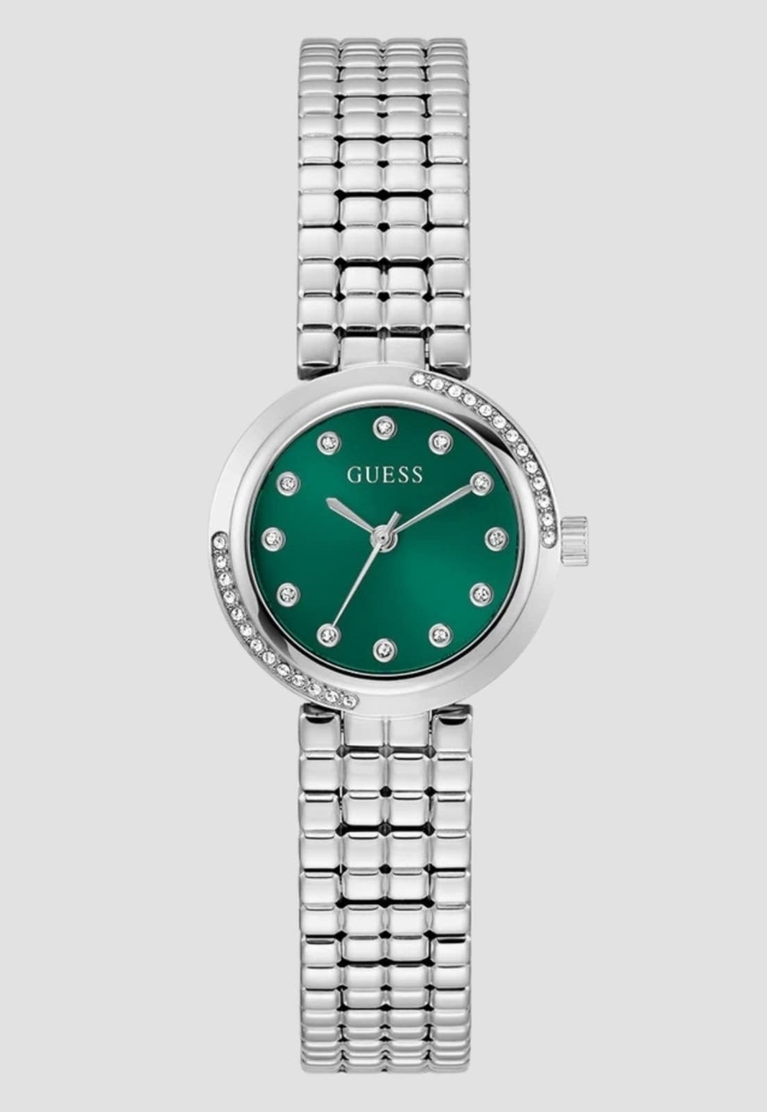 Vista principal Relógio Guess Aço Redondo Analógico Verde e Prata Guess prata verde