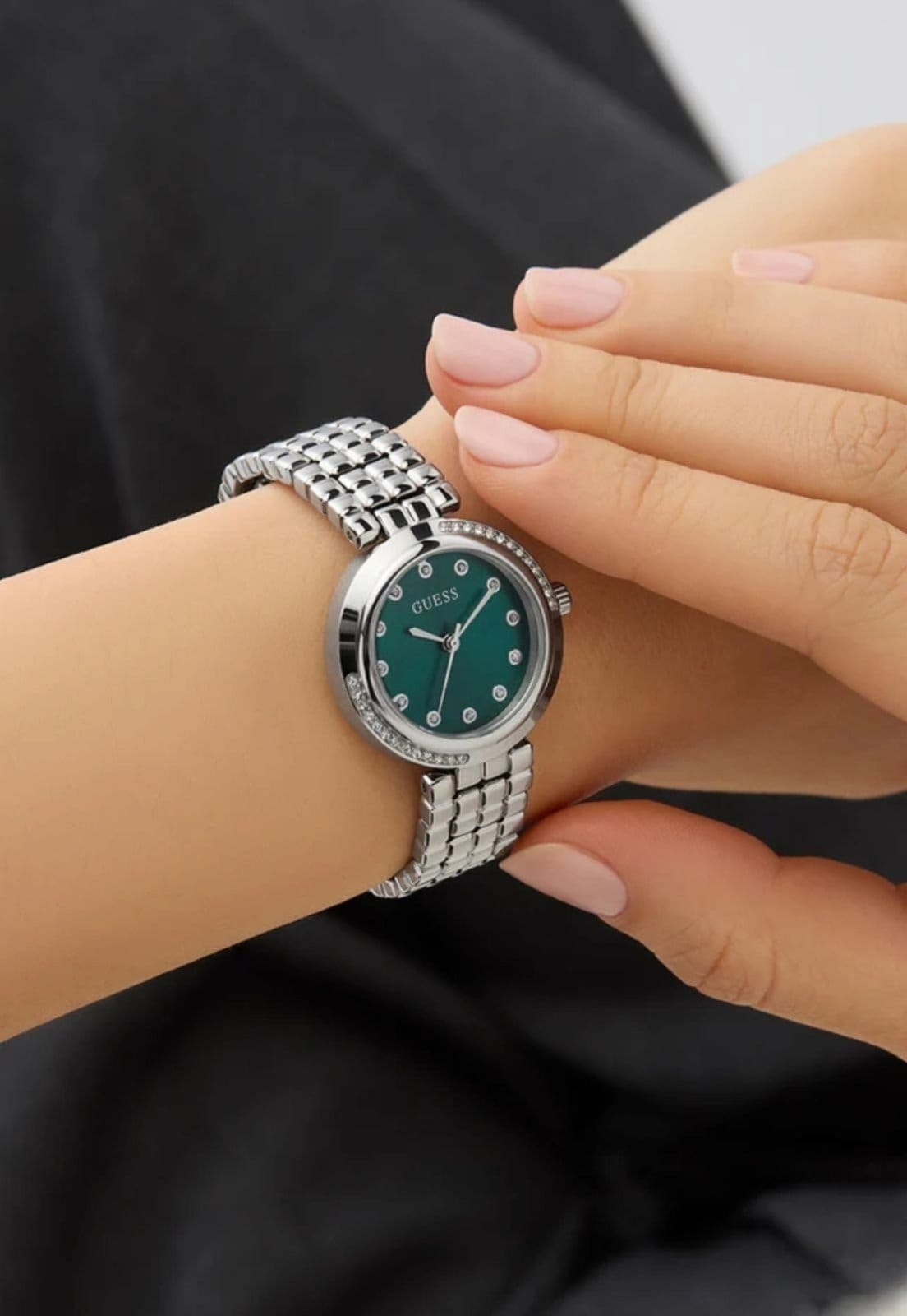 Vista 2 Relógio Guess Aço Redondo Analógico Verde e Prata Guess prata verde