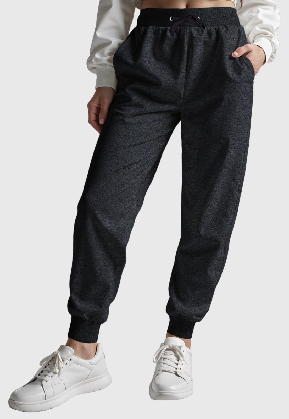 Vista 2 Kit 2 Calças Femininas Moletom Lisas Benellys Básicas Chumbo e Benellys cinza/grafite/preto