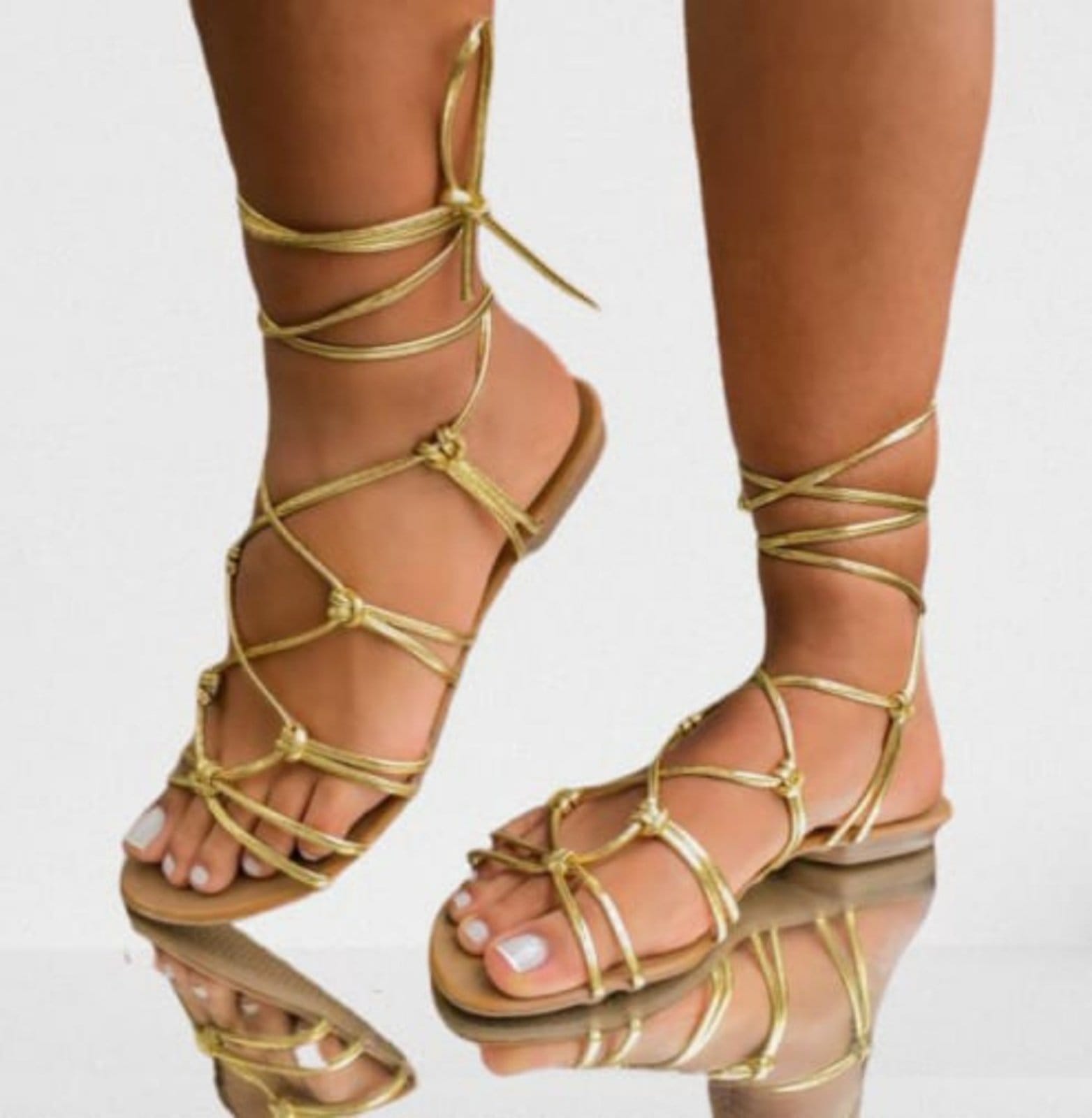 Rasteira Delazari Metalizada Dourada