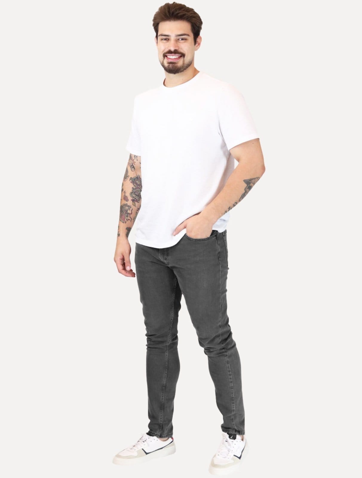 Vista 2 Calça Levis Jeans Masculina 512 Slim Taper Stretch Stanging Escuro Levis cinza