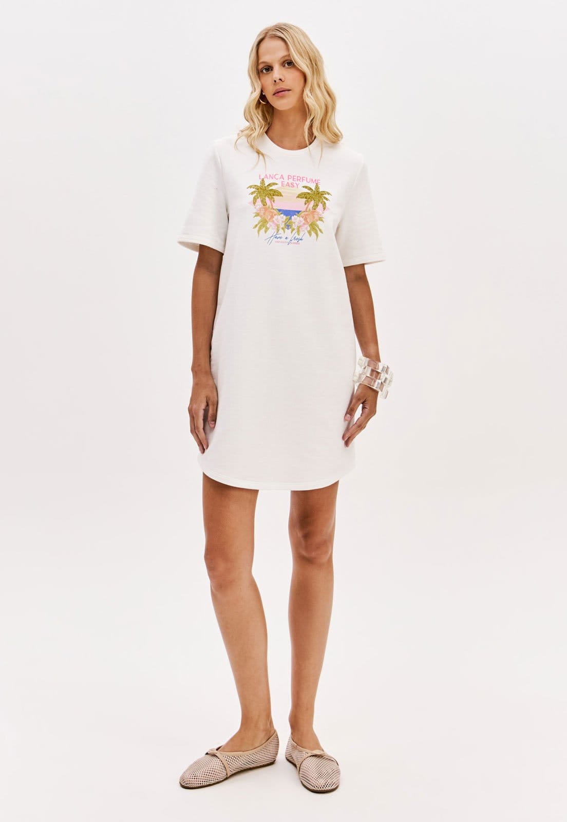 Vista 2 Vestido Lança Perfume Curto Estampado Off-White Lança Perfume off-white white