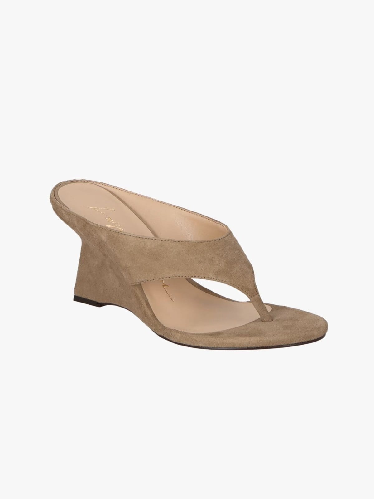 Mule de Dedo Salto Anabela Em Camurça
