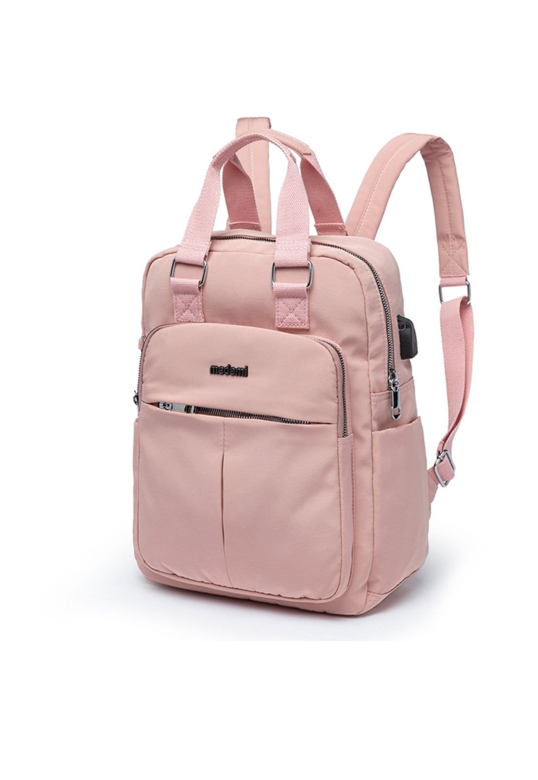 Vista 2 Mochila Bolsa Madami Moda Feminina Espaçosa Antifurto Madami rosa