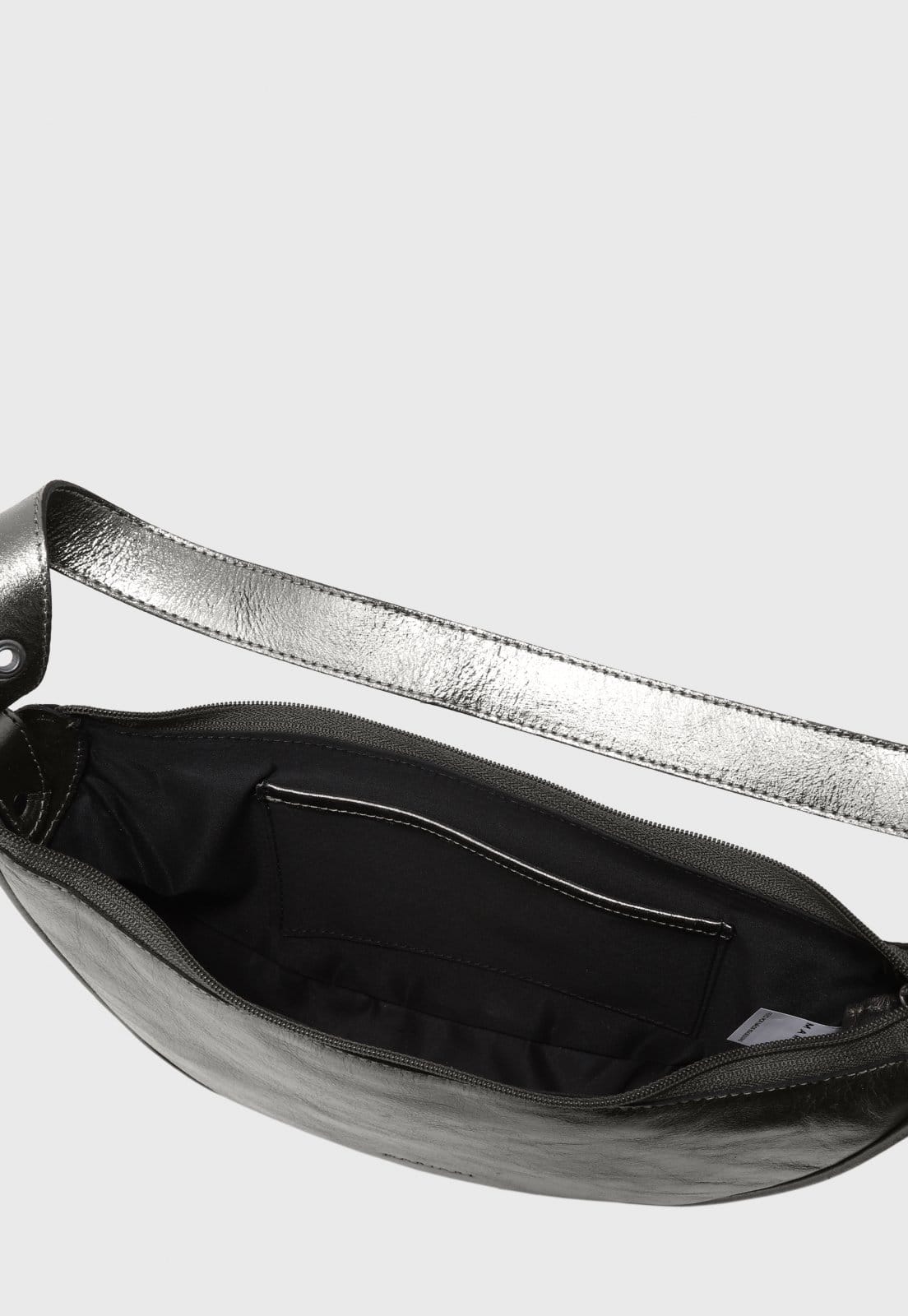 Vista 2 Bolsa Shoulder Couro Mariart Lima Carbono Mariart prata lima