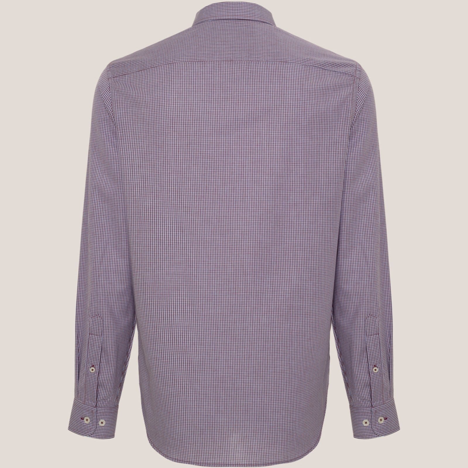 Vista 2 Camisa Dudalina Milano Microxadrez Ve26 Masculino Dudalina bordô