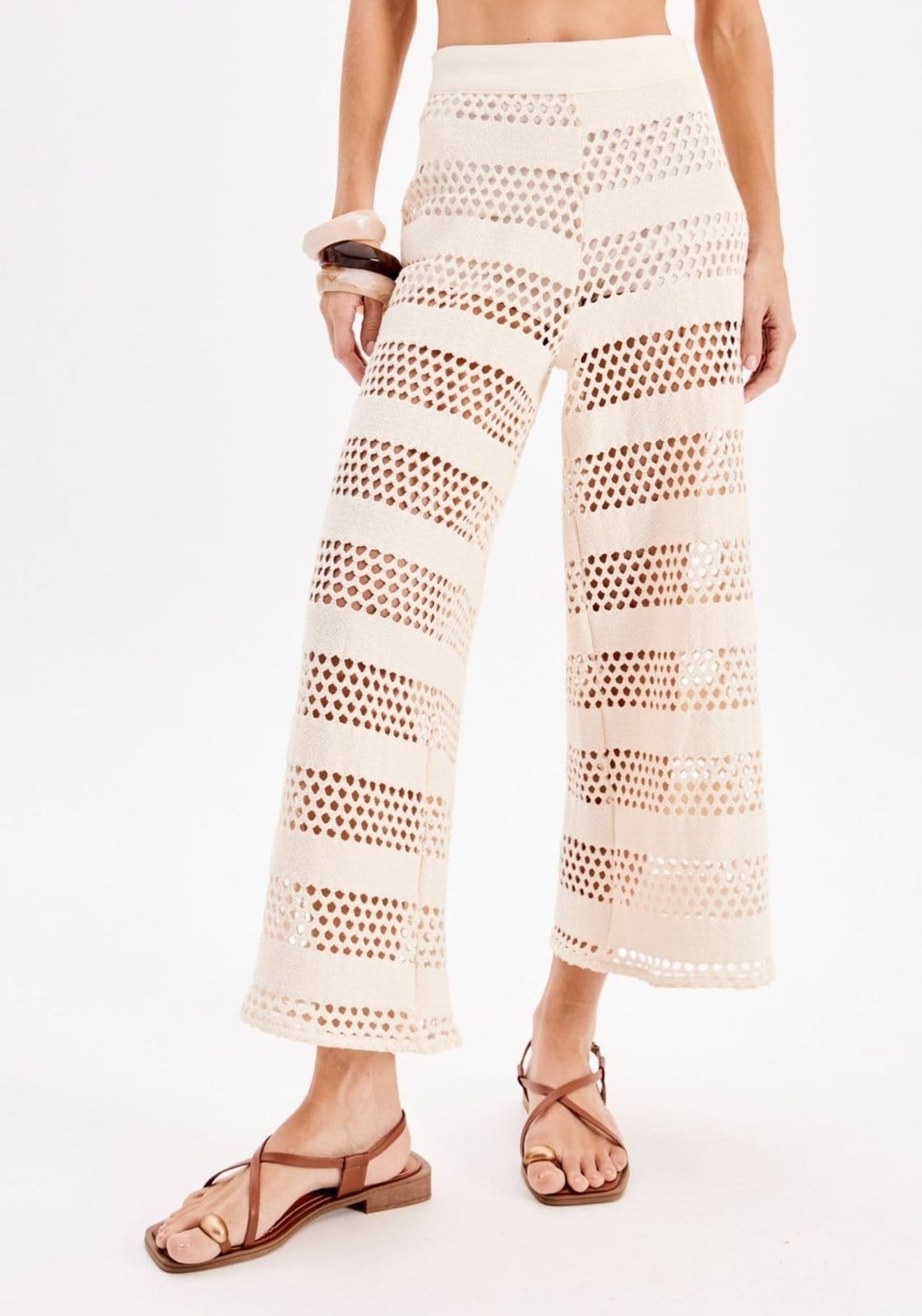 Vista 2 Calça Reta Com Linho Cintura Média My Favorite Things branco