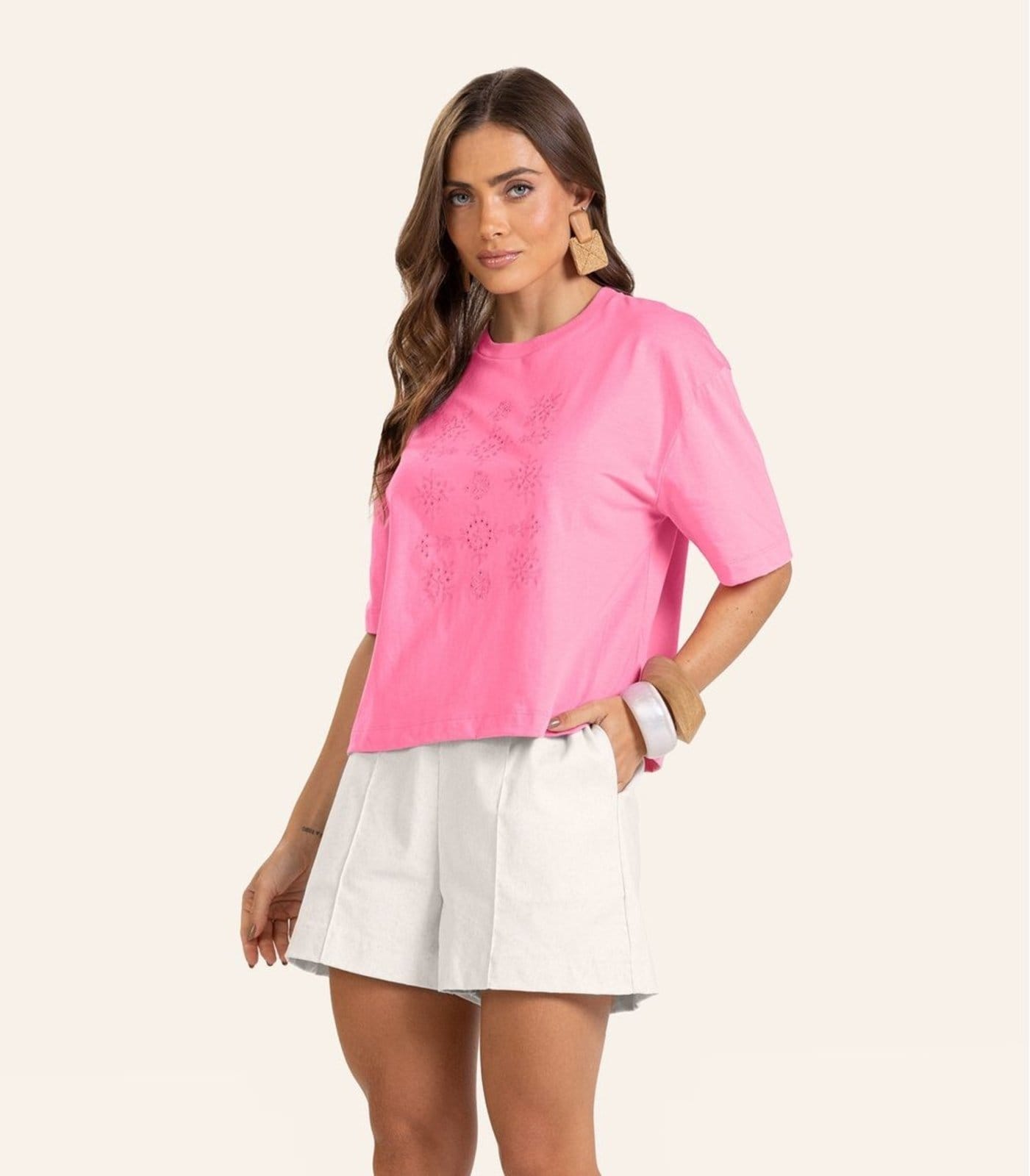 Vista principal Shorts Begaline Nature Feminino Endless Endless bege