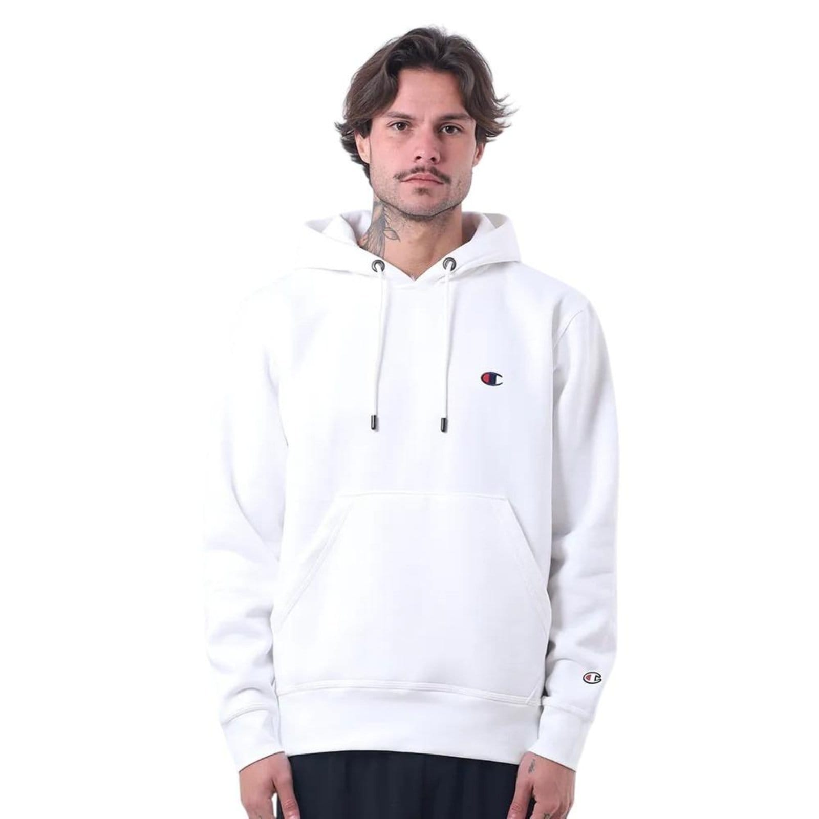 Vista principal Moletom Champion Canguru Logo C Bordado Masculino Algodão Champion off-white