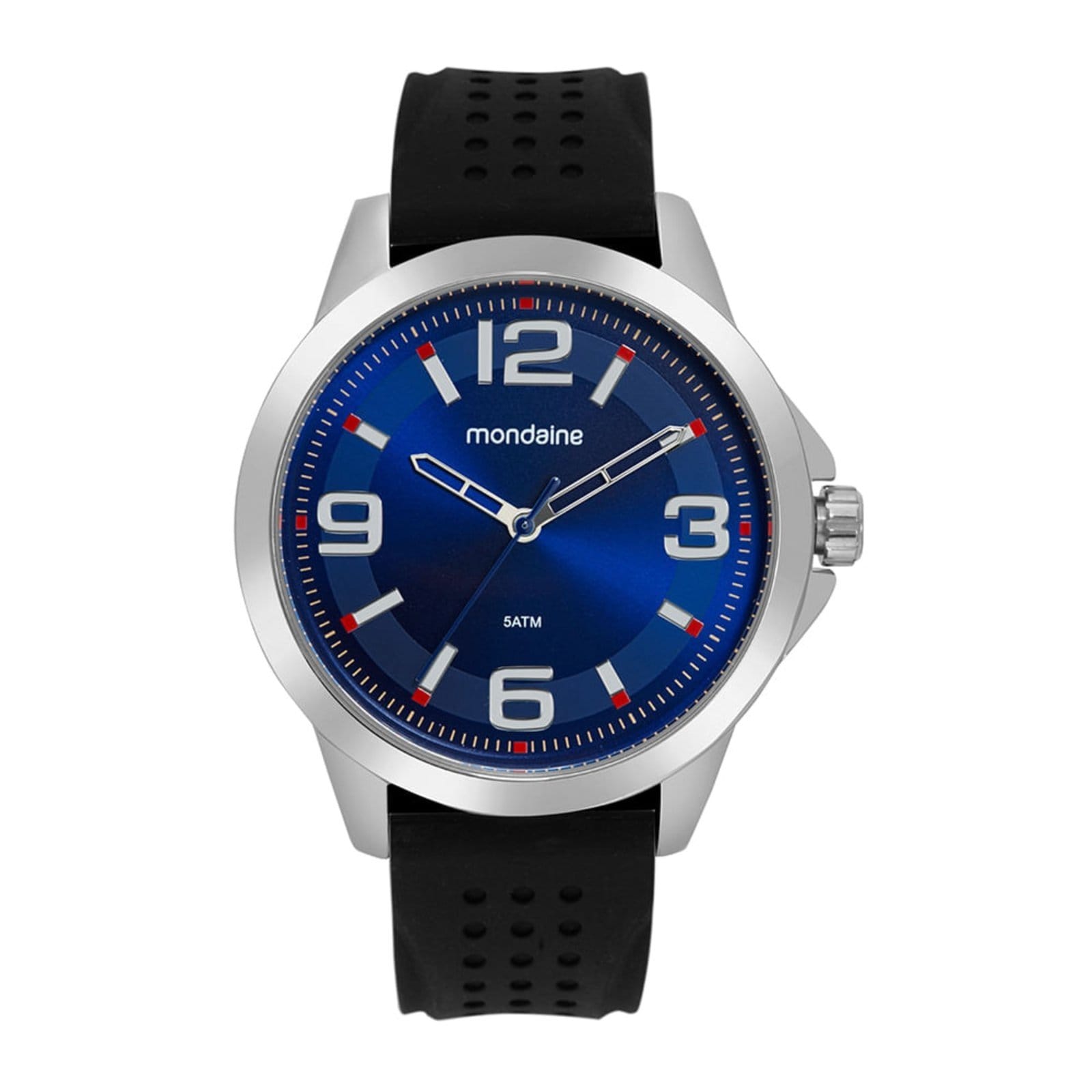 Relógio Masculino Casual Visor Celeste Silicone Prata