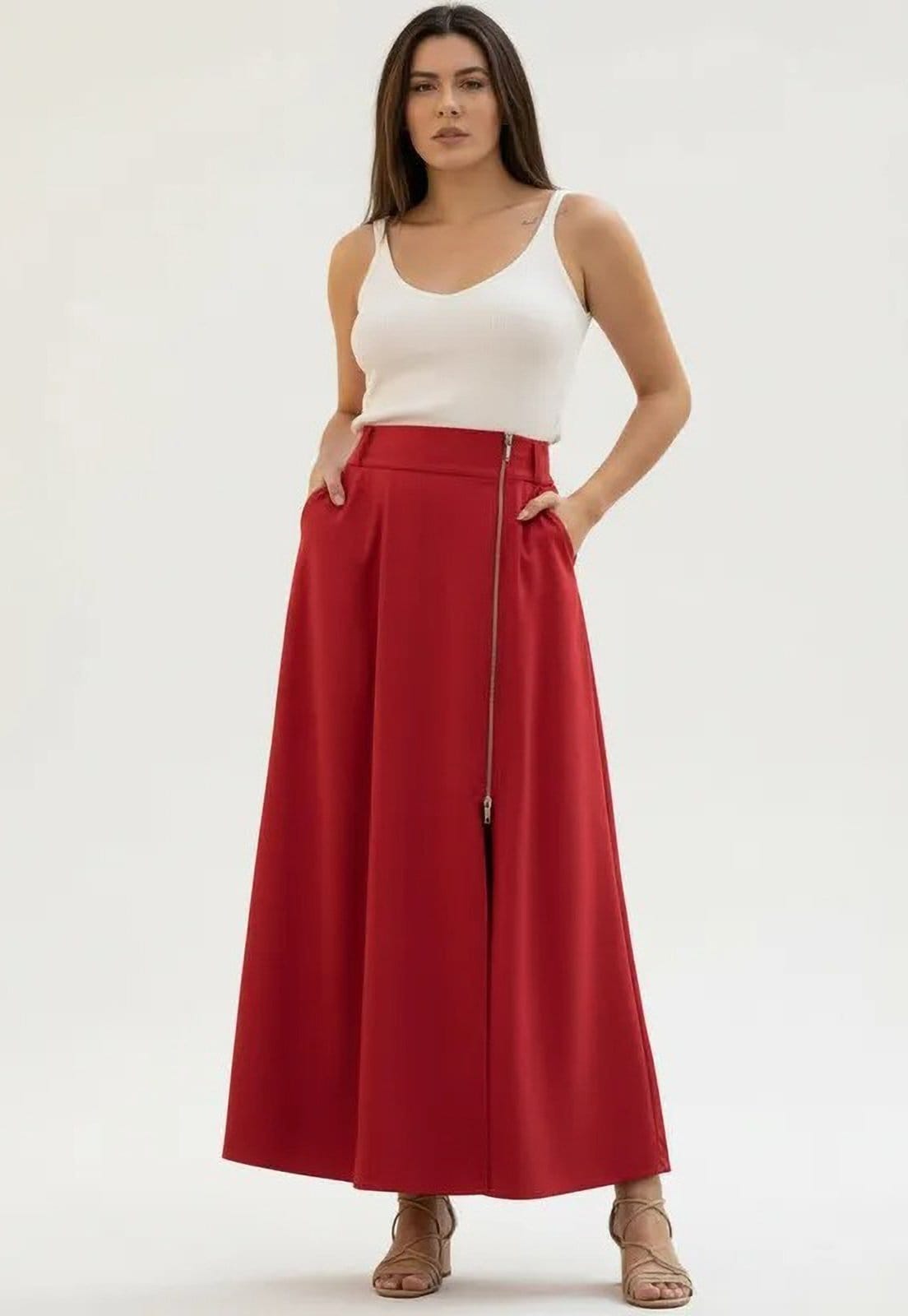 Saia Cabanafree Midi com Zíper Vivo