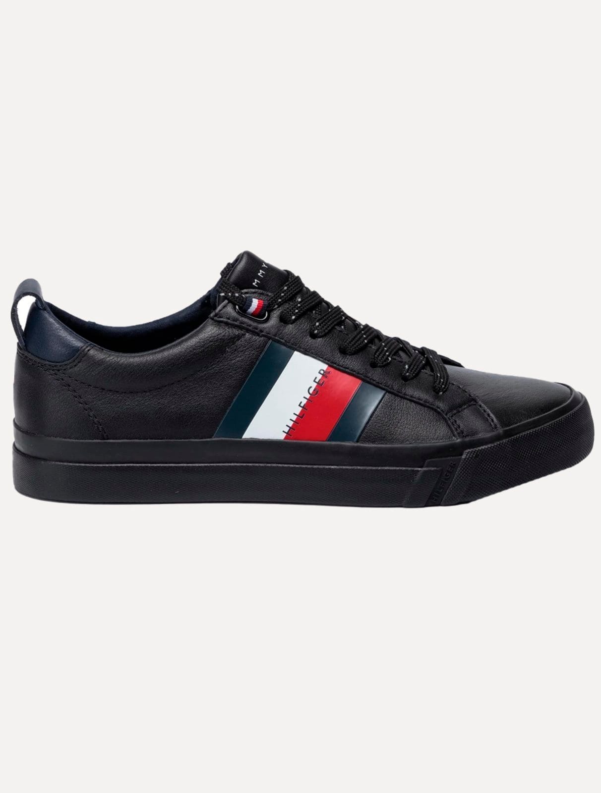 Vista principal Tênis Tommy Hilfiger Masculino Couro Dino Black Preto Tommy Hilfiger preto black