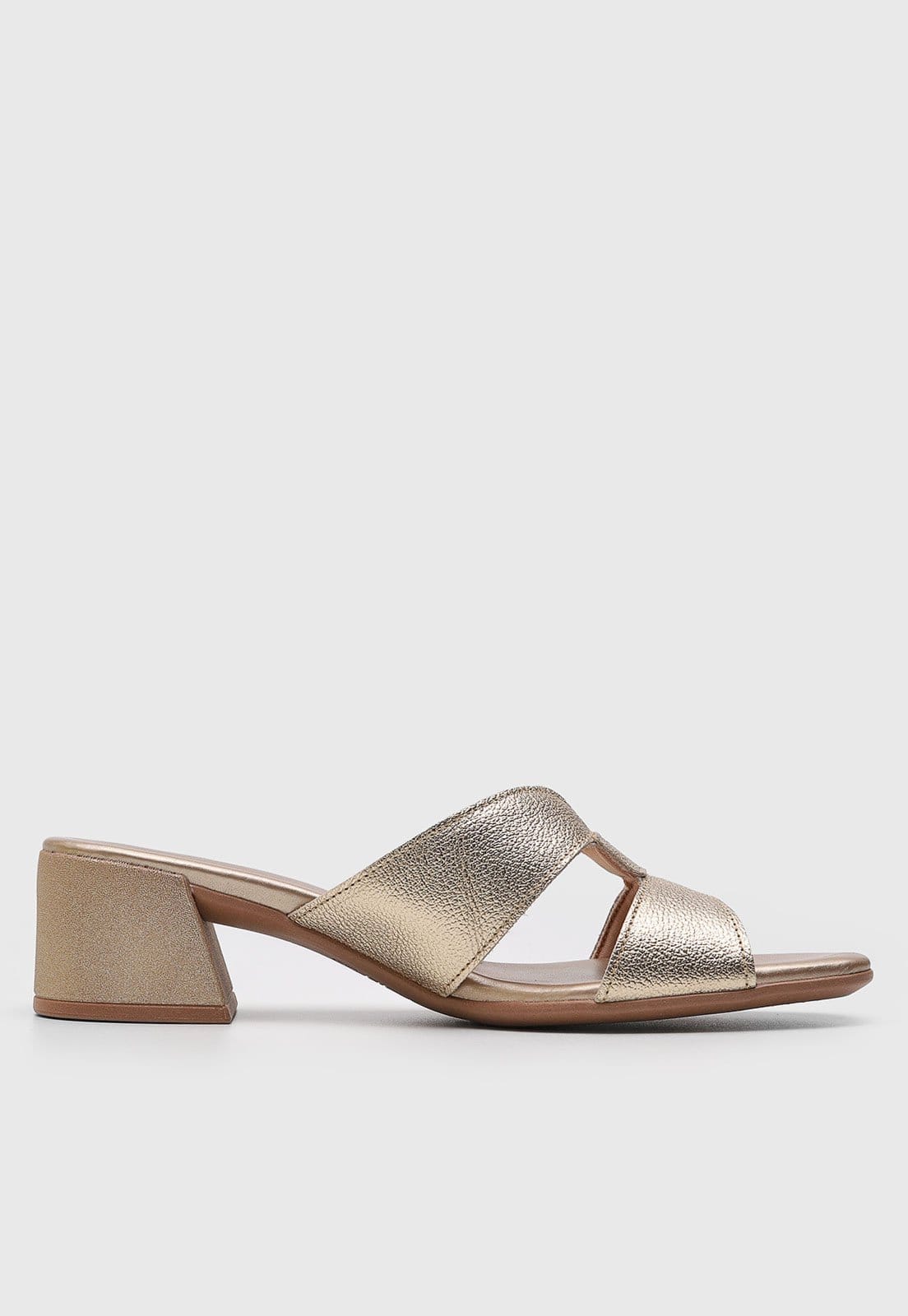 Vista 2 Sandália Feminina Usaflex Salto Bloco Dourada Usaflex dourado