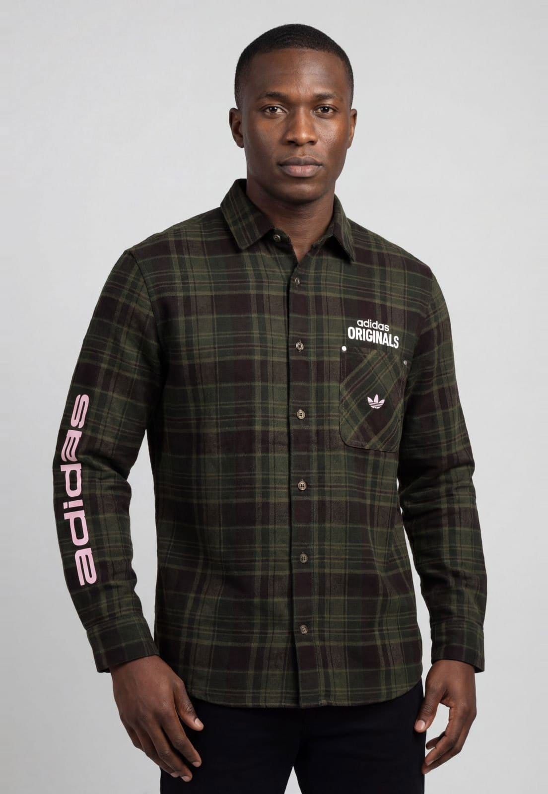 Vista principal Camisa Masculina adidas Originals Flanela Button Up adidas Originals verde