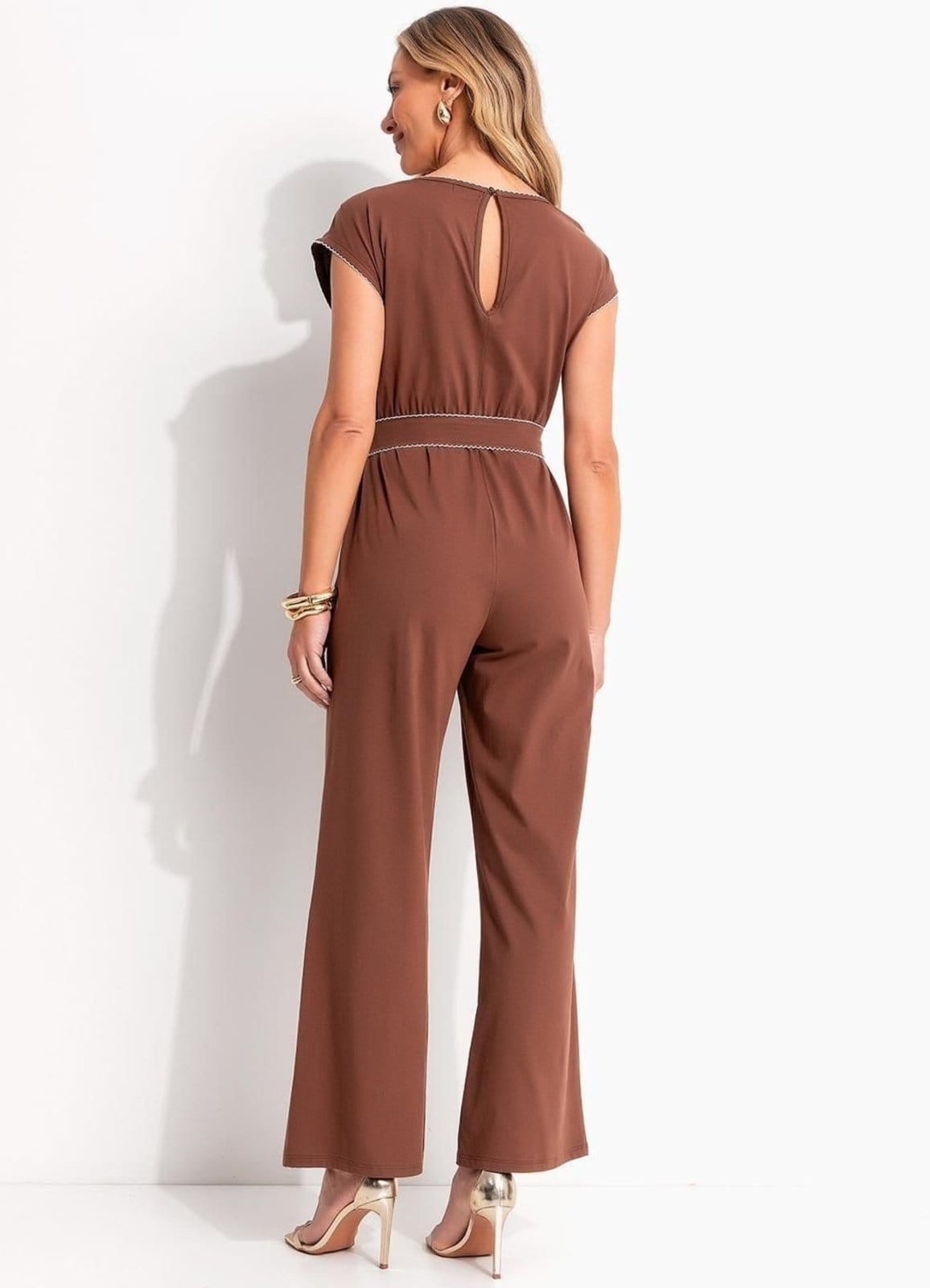 Vista 2 Macacão Em Malha De Algodão Quintess marrom