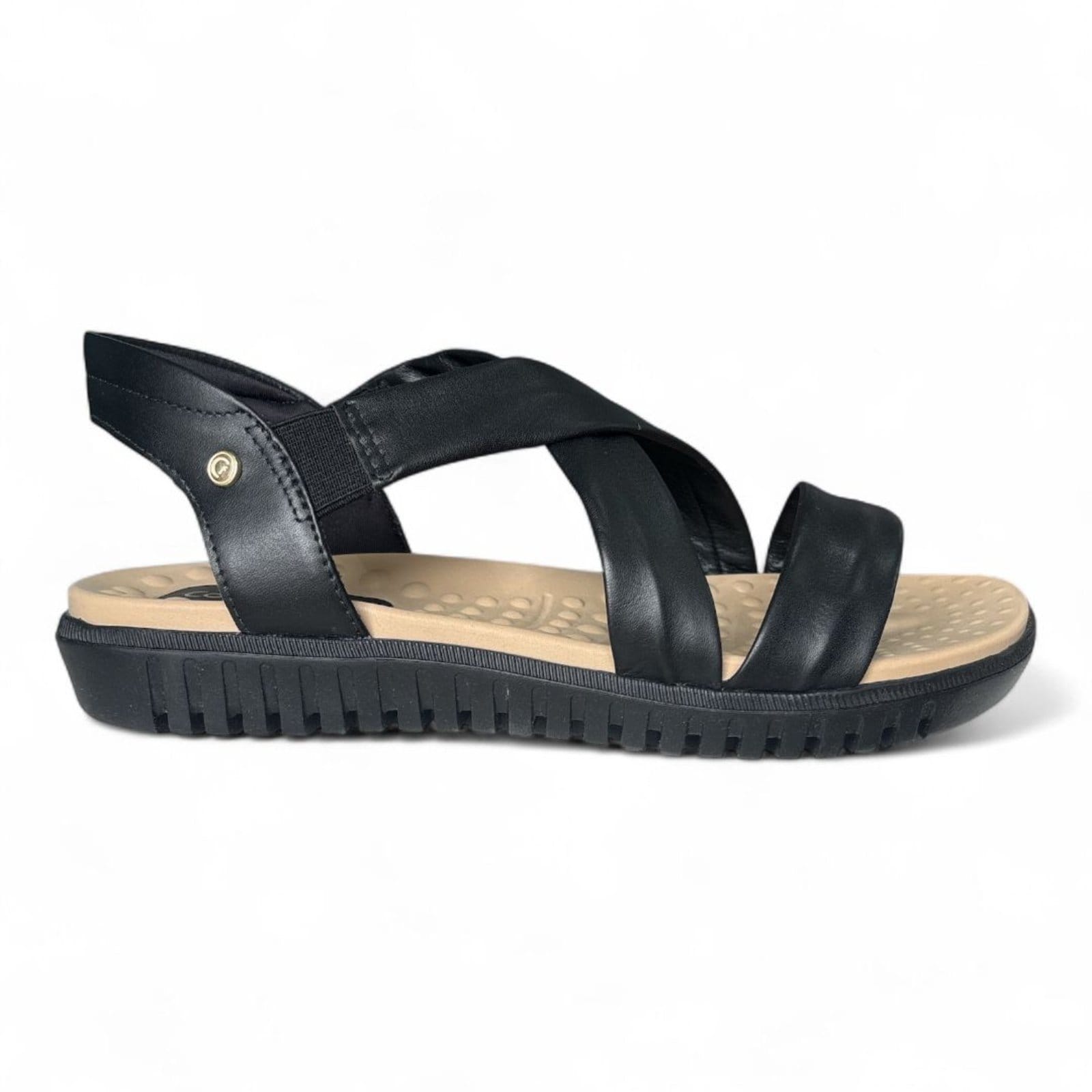 Vista 2 Sandália Feminina Couro Preta Comfortflex 2545403-4 Comfortflex preto