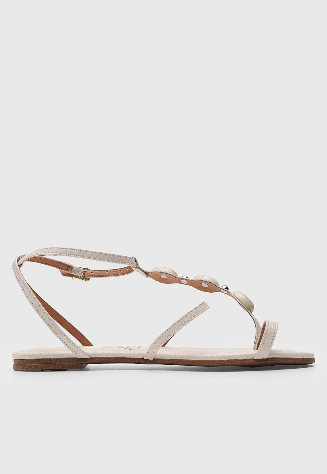 Vista 2 Rasteira Feminina Vizzano Tiras Pedraria Off-White VIZZANO off-white white