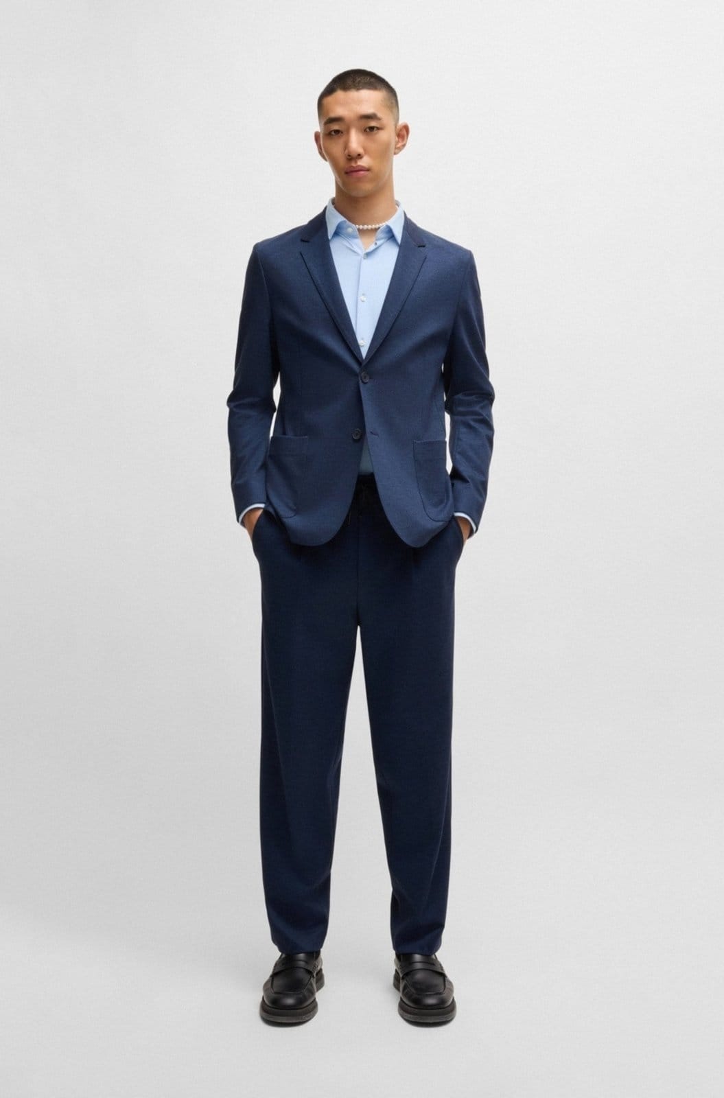 Vista 2 Camisa Slim De Jersey Elástico Para Desempenho 47 HUGO azul