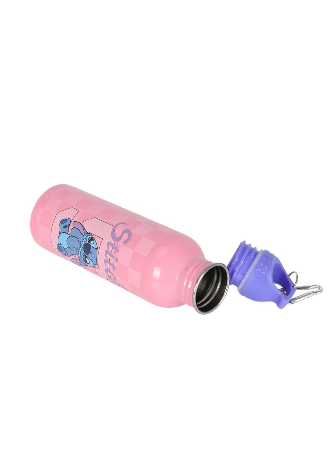 Vista 2 Infantil - Garrafa de Água Juvenil 500 ml Aço Stitch Luxcel rosa