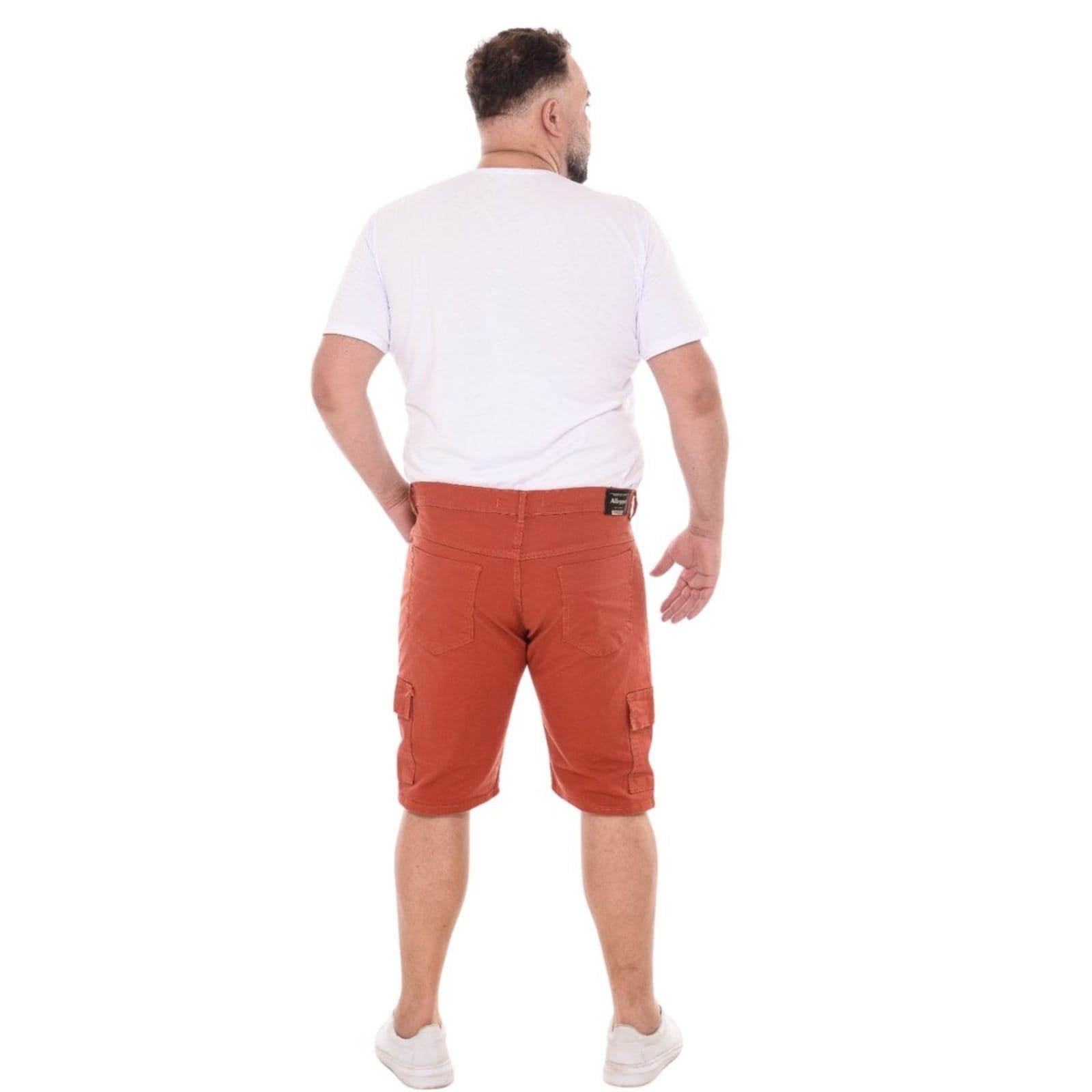 Vista 2 Bermuda Cargo Masculina Terracota Jeans Light Plus Size JEANS LIGHT laranja