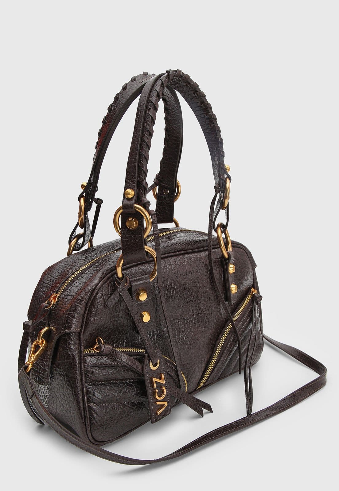 Vista 2 Bolsa Feminina Vicenza Média Alça Trançada Chocolate Vicenza marrom