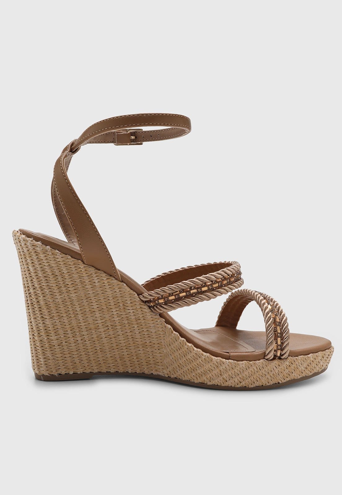 Vista 2 Sandália Feminina Via Marte Salto Anabela Palha VIA MARTE bege