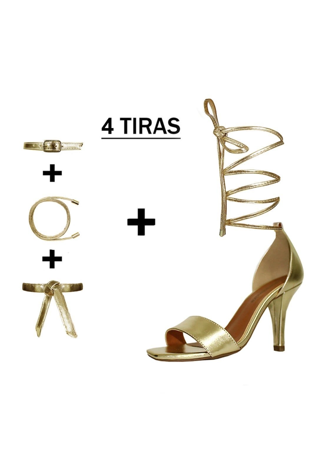 Sandália Troca Tira Salto Alto Fino Luiza Sobreira Dourada Mod. 2134-2