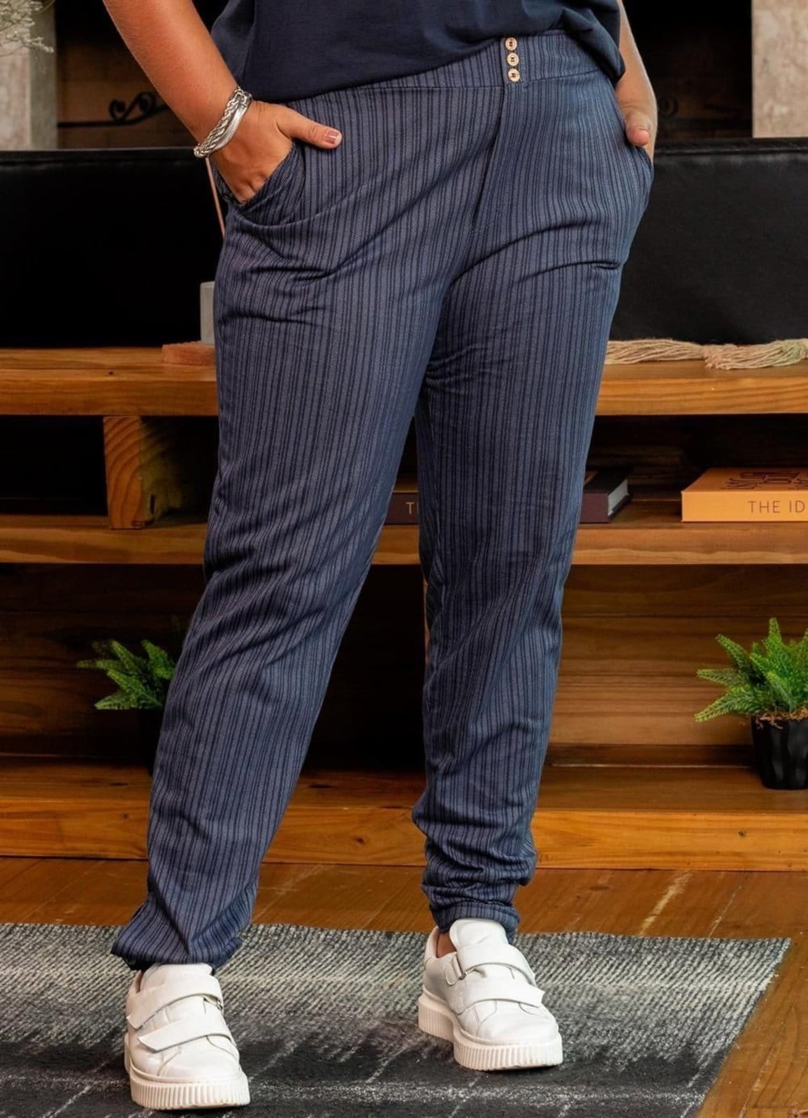 Vista principal Calça Em Malha Denim Azul Marinho Marguerite azul denim