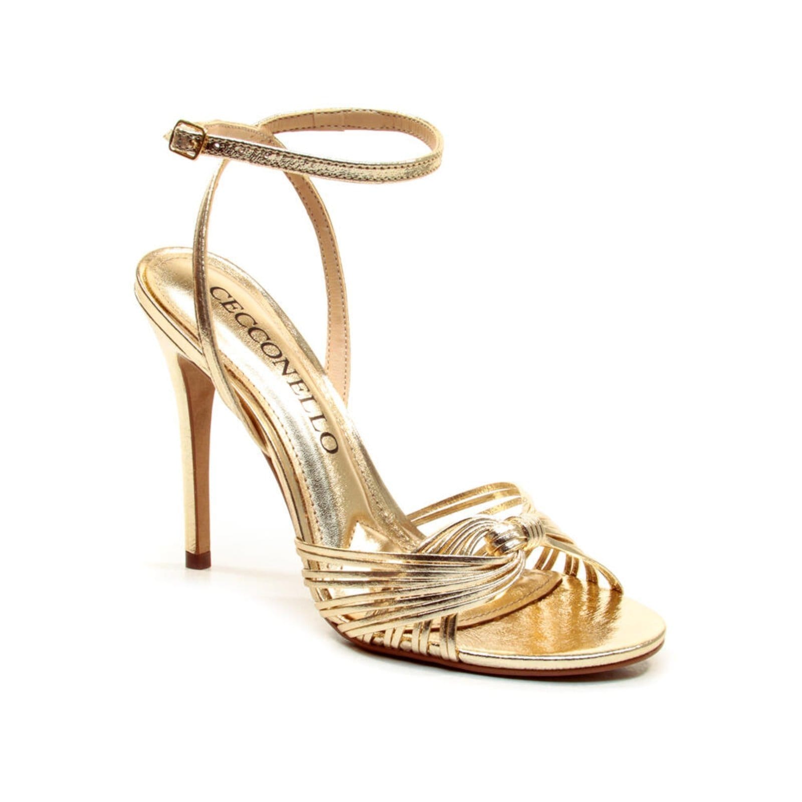 Vista 2 Sandália Couro Ouro Light Salto Alto Cecconello 2844003-4 Cecconello dourado