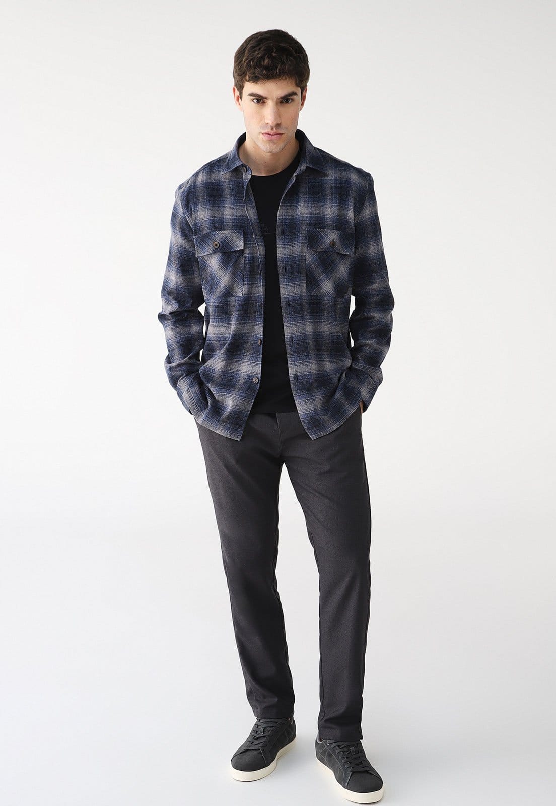 Vista 2 Camisa Aramis Reta Xadrez Aramis cinza