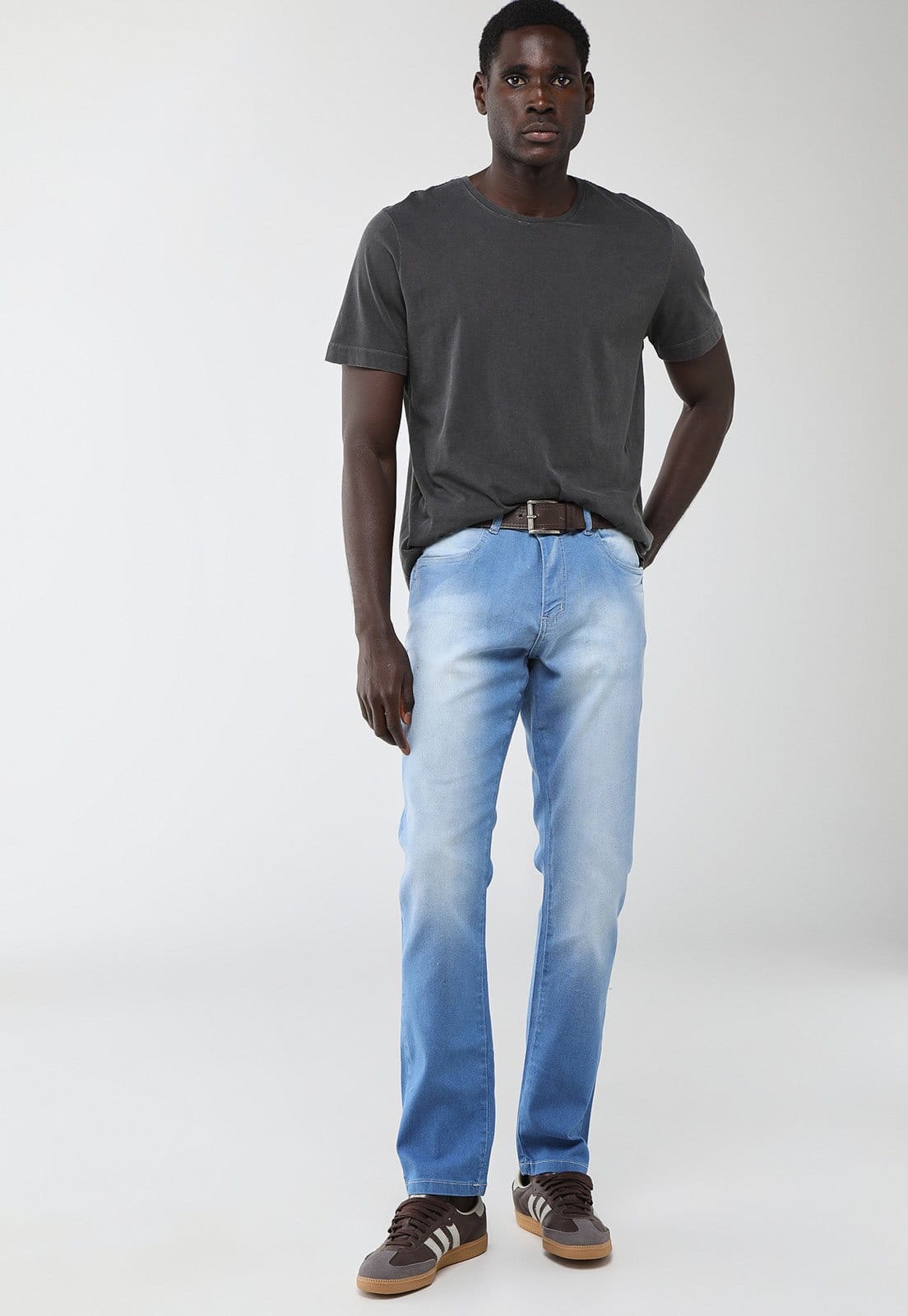 Vista 2 Calça Jeans Masculina Aleatory Reta Clara Aleatory azul