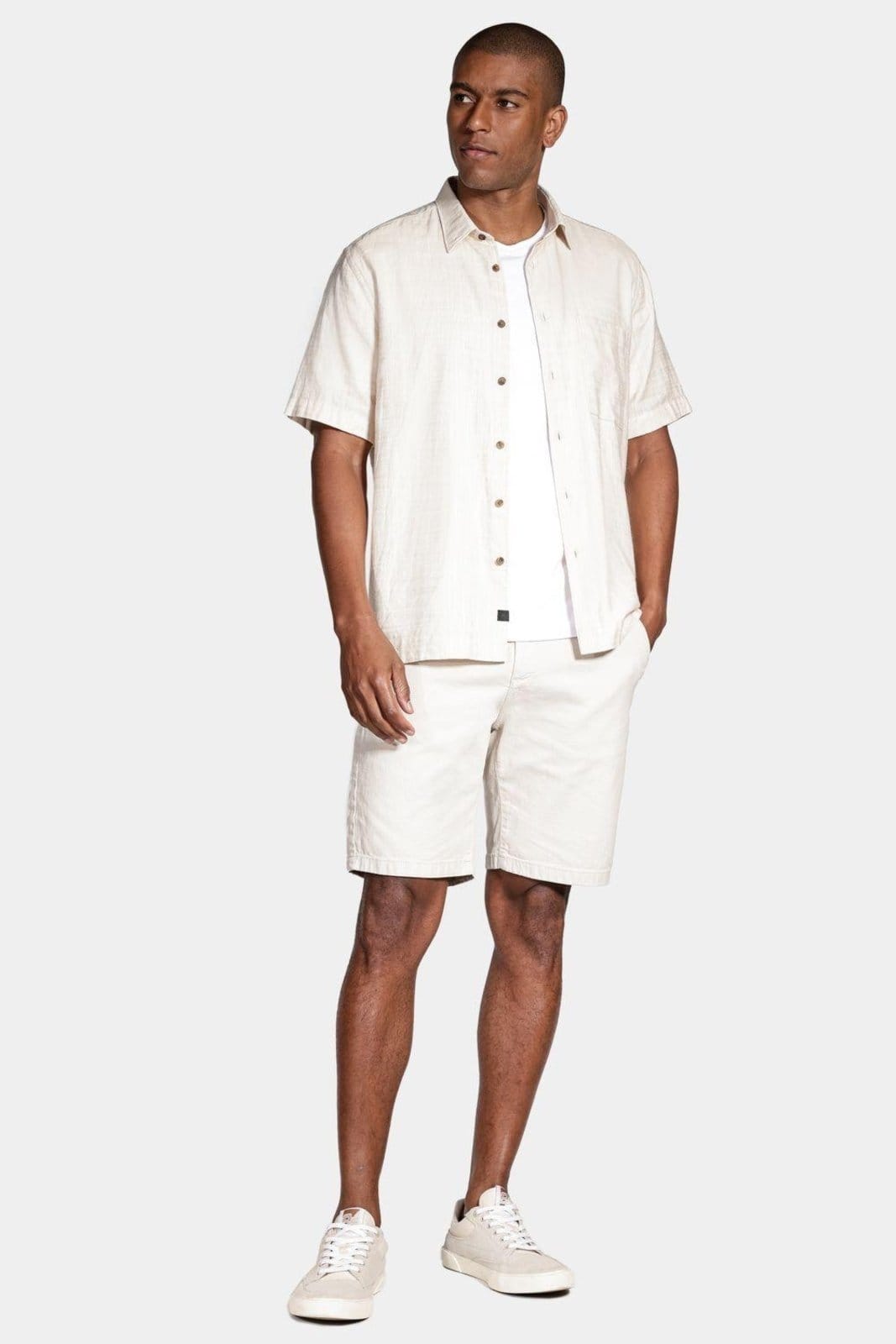 Vista 2 Bermuda Aramis Chino Clássica Canvas Areia Aramis bege