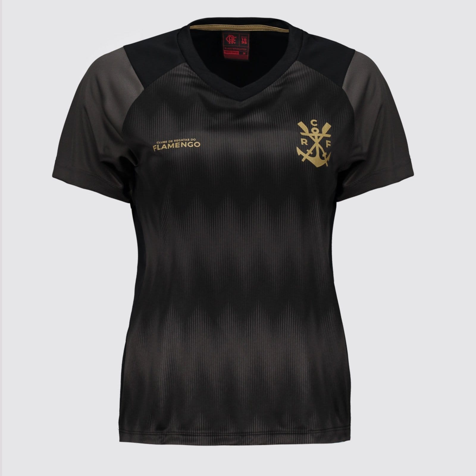 Vista principal Camisa Flamengo Energia Feminina Preta e Cinza braziline preto