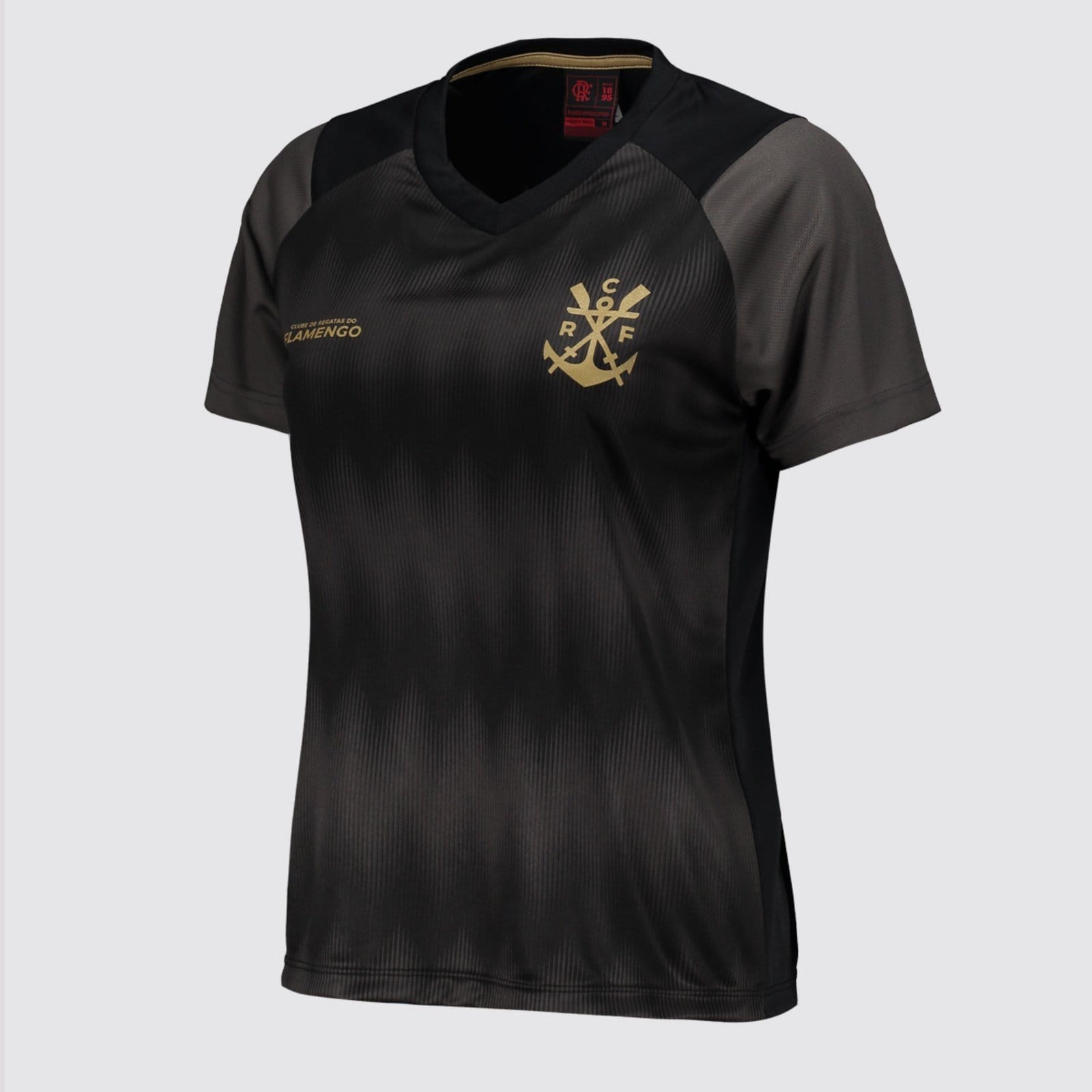 Vista 2 Camisa Flamengo Energia Feminina Preta e Cinza braziline preto