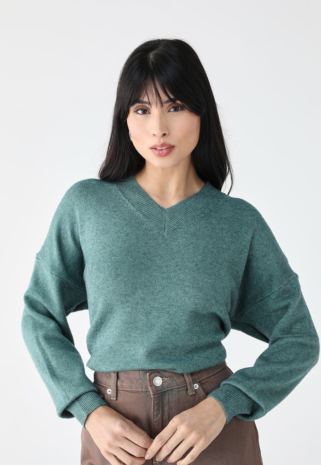 Vista principal Suéter Facinelli Reto Liso Facinelli verde