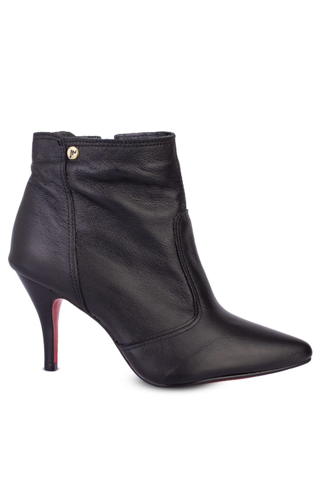 Vista principal Bota De Couro Cano Curto Com Salto Fino 6583 Enluaze preto