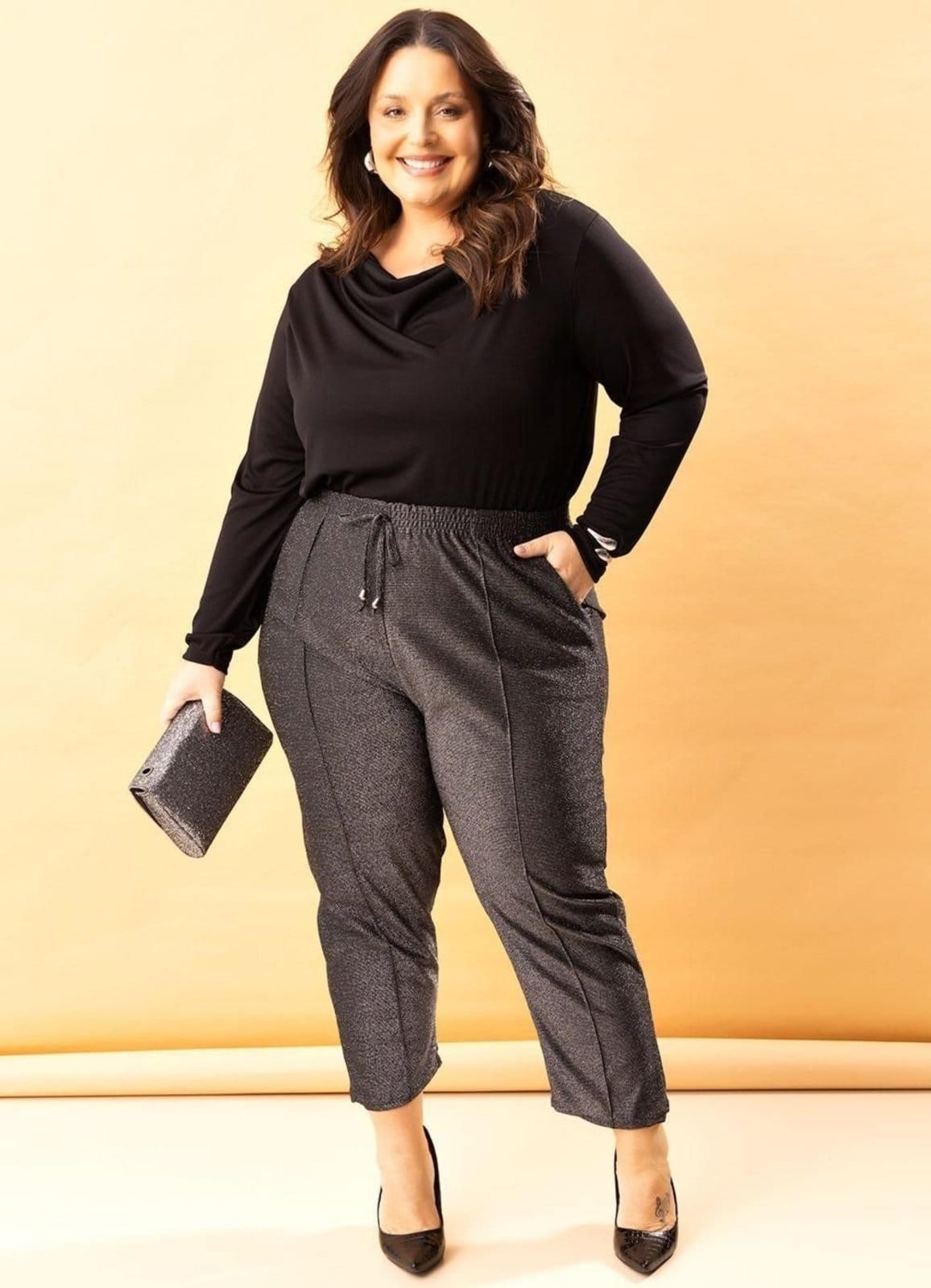 Vista 2 Calça Em Malha Com Lurex Preta Marguerite preto