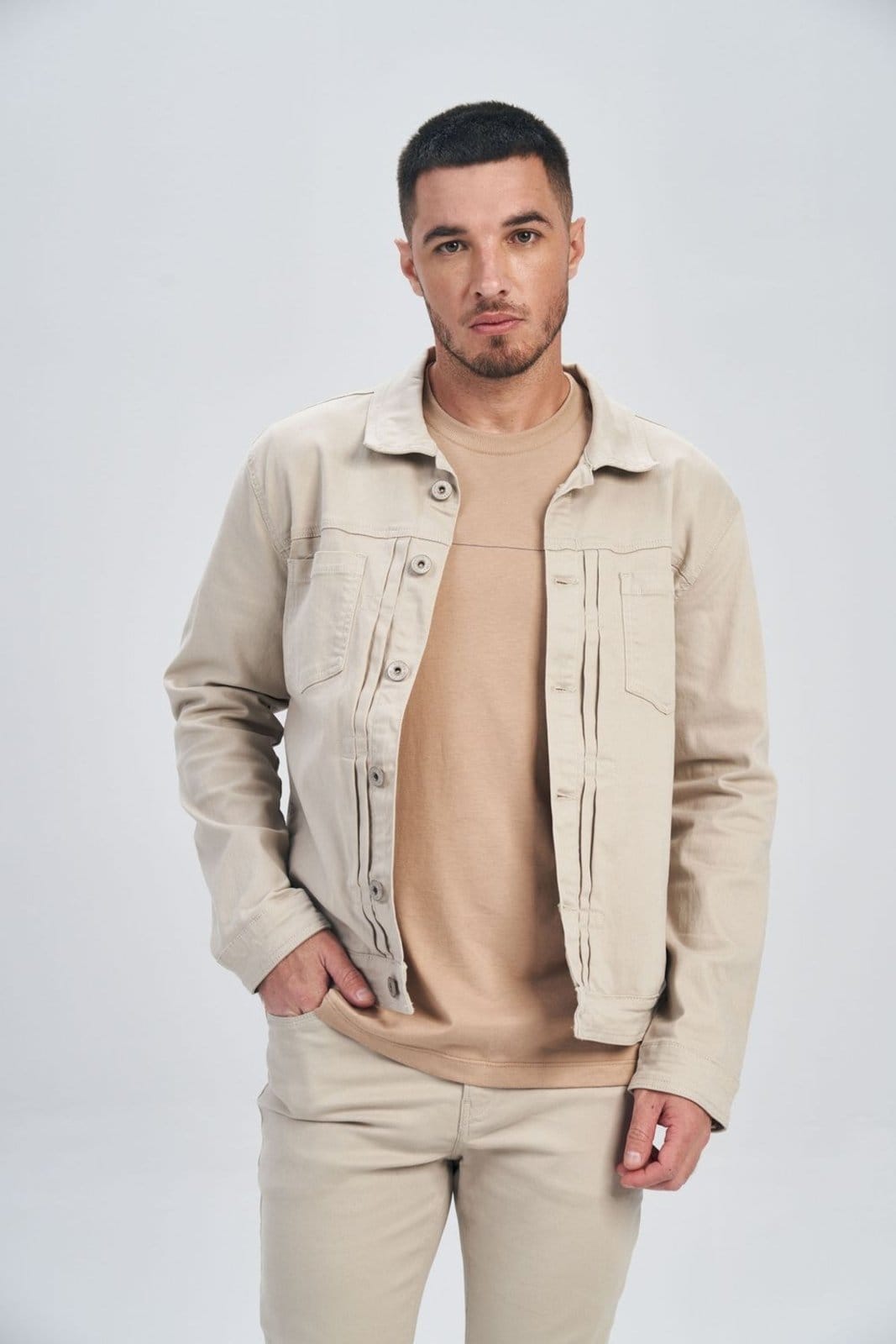 Jaqueta Sarja Vista Prega Masculina Acostamento