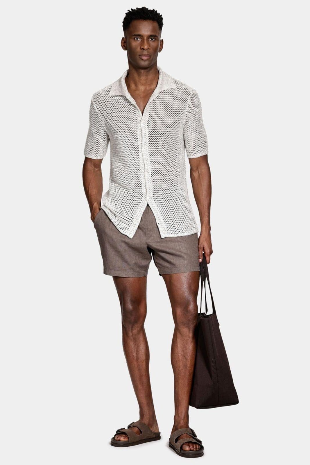 Vista 2 Camisa Aramis Manga Curta Ponto Crochê Relaxed Aramis nude