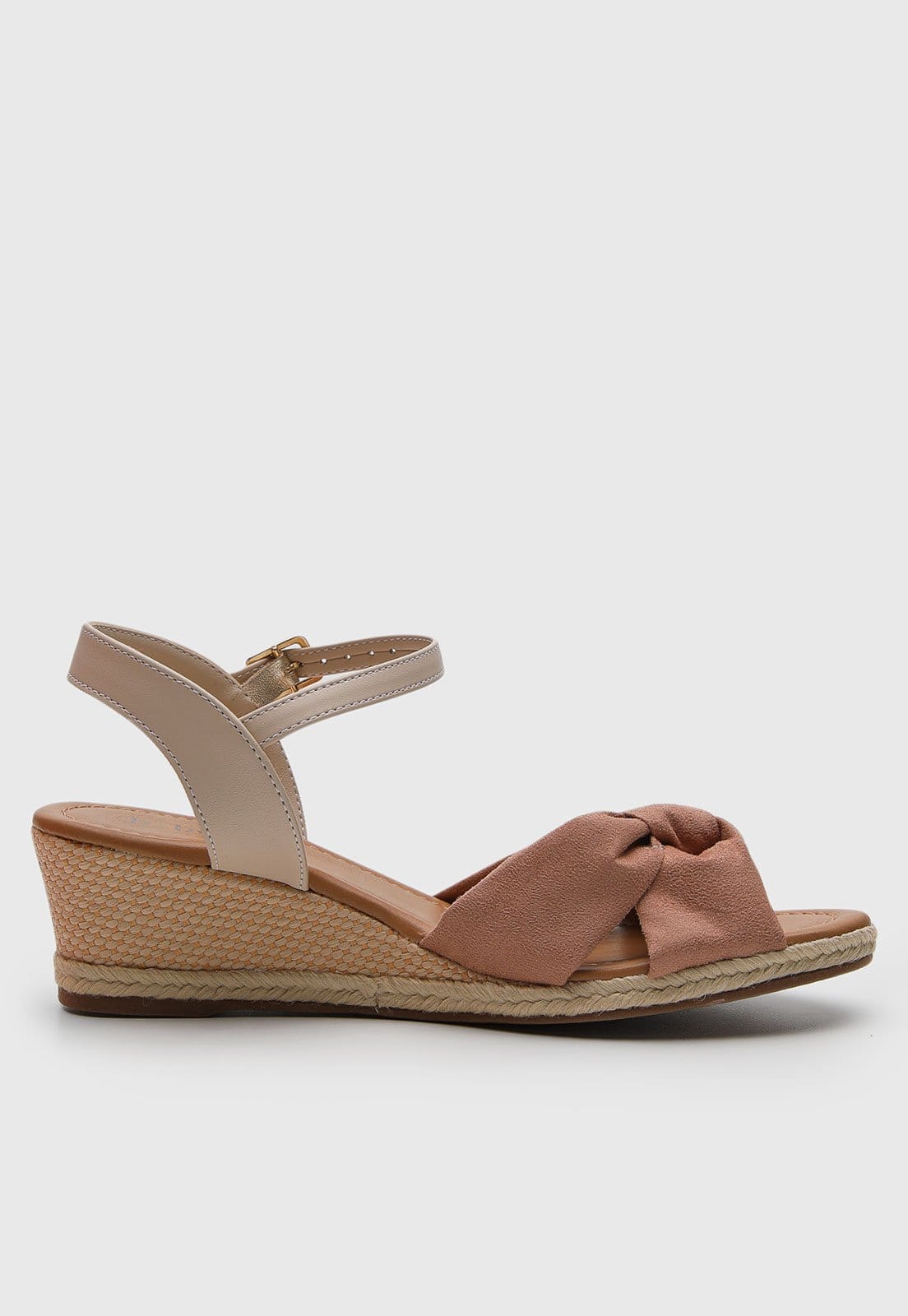 Vista 2 Sandália Feminina cê Salto Anabela Nó Frontal BEBECÊ rosa