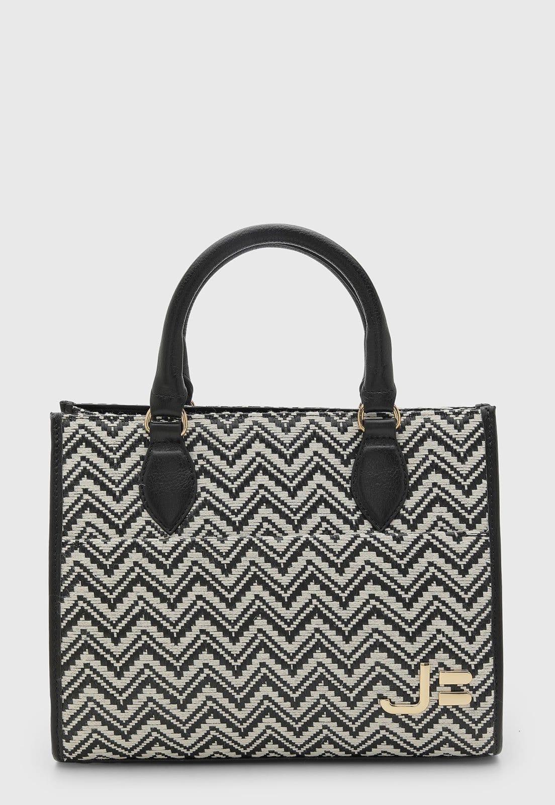 Bolsa Grande Jorge Bischoff Geométrica Preta/Off-White