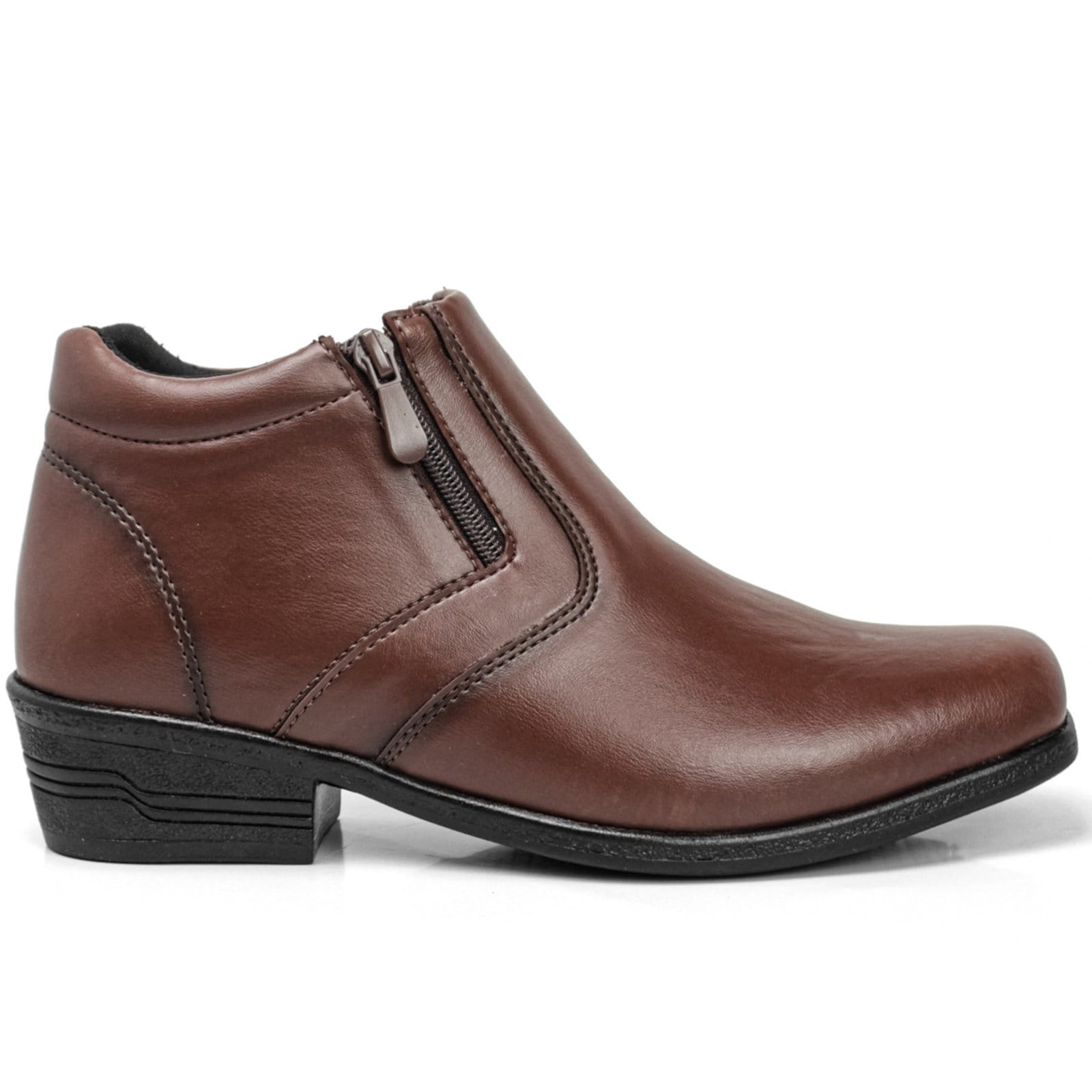 Vista 2 Bota Masculina Casual Confortável Zíper Cano Baixo ZAFREM marrom
