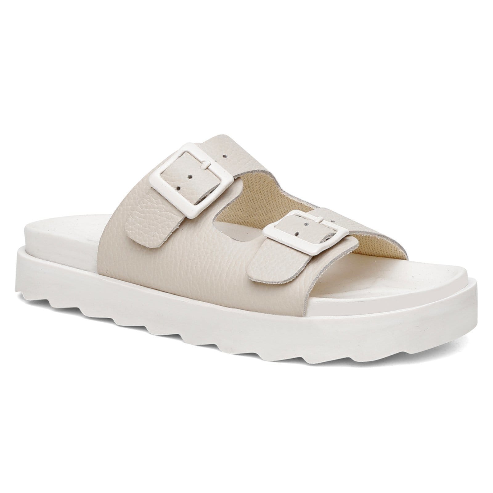 Sandália Papete Feminina Vittal em Couro Off White