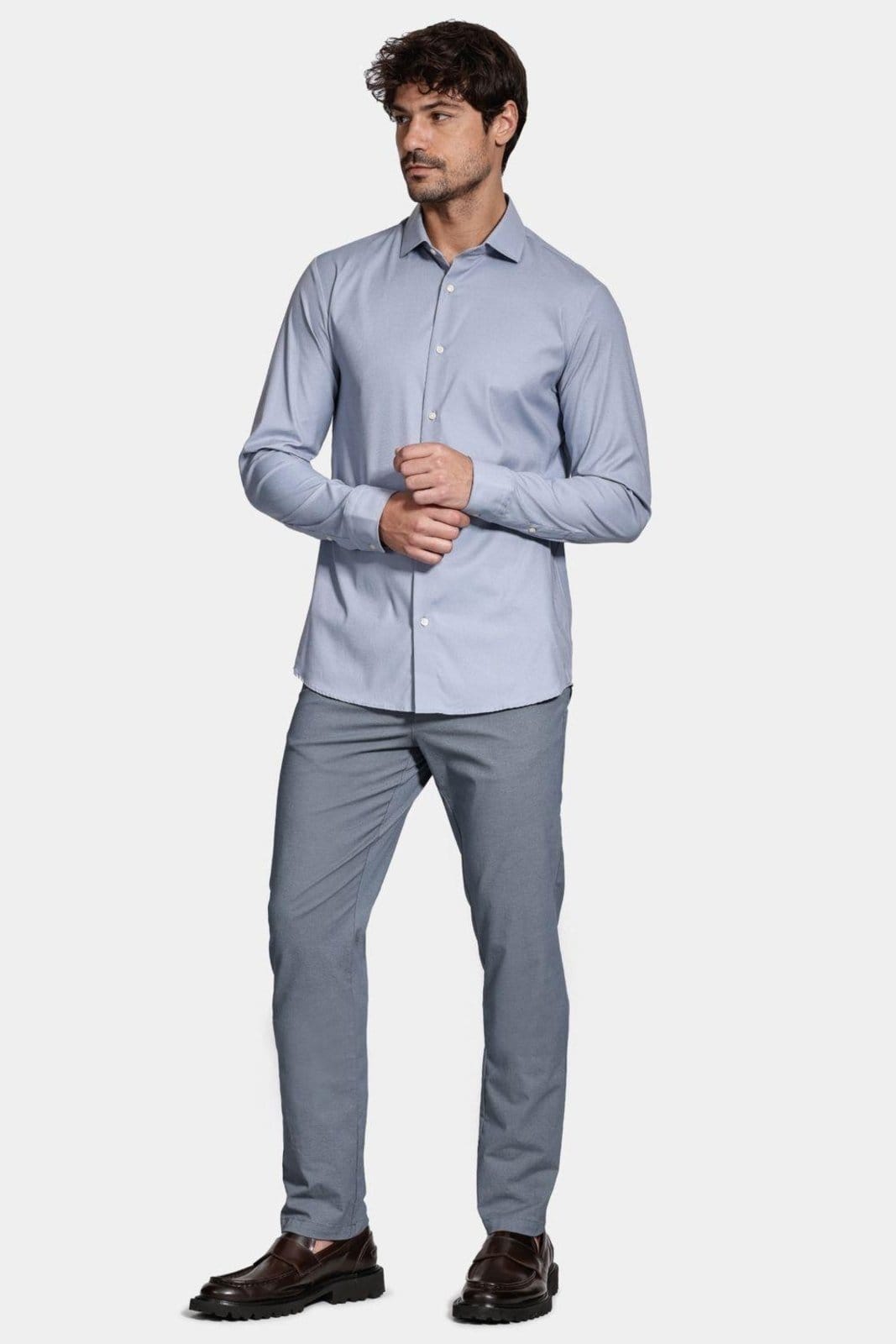 Vista 2 Camisa Aramis Manga Longa Tech Flex Sarja Jeans Aramis azul